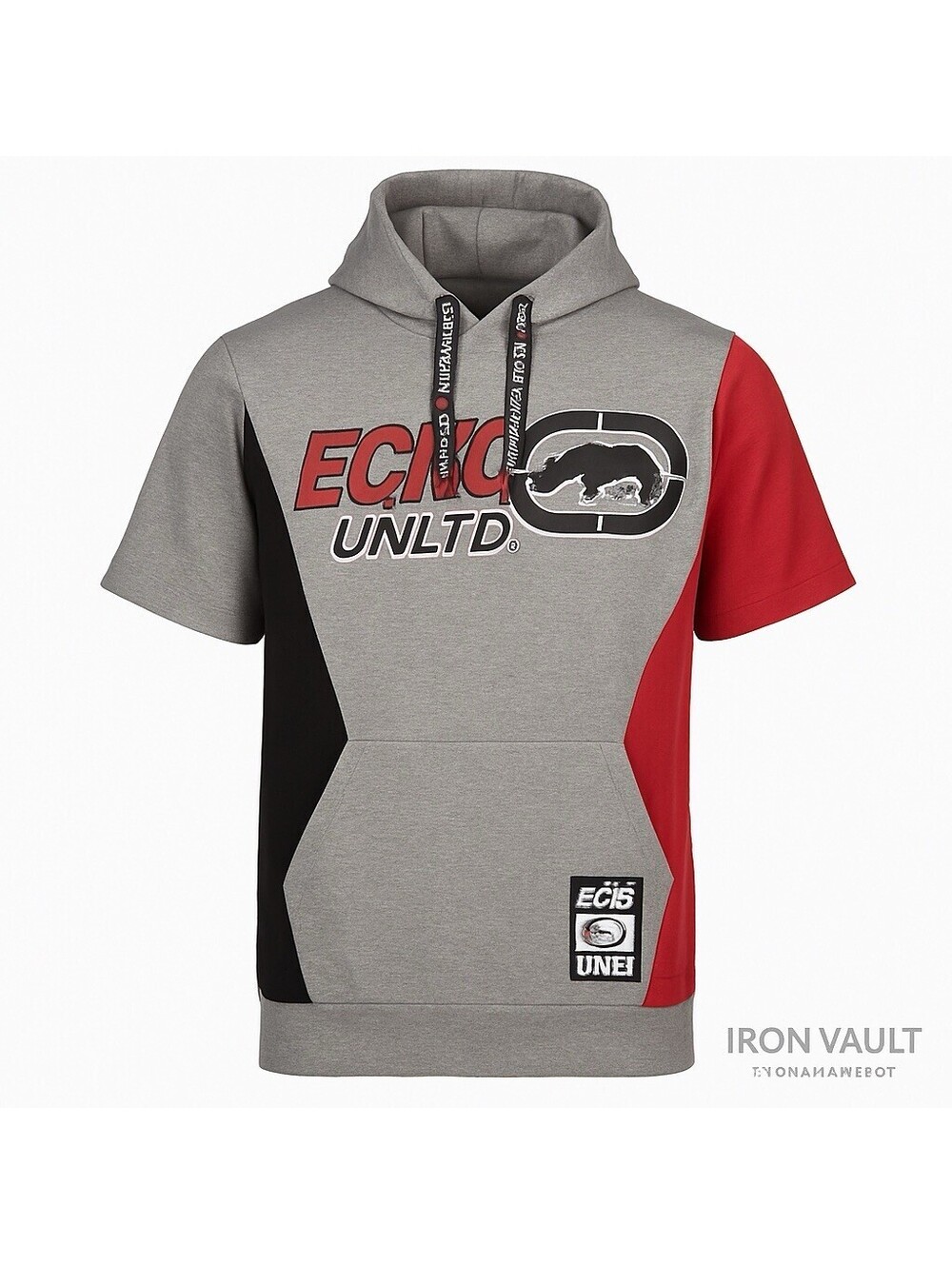 Ecko Unltd Short Sleeve Hoodie Colorblock Gray Red Black Logo Men Multiple Sizes